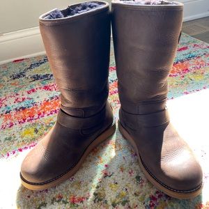 UGG Kensington Motorcycle Mid-Knee Boot in Espresso Brown